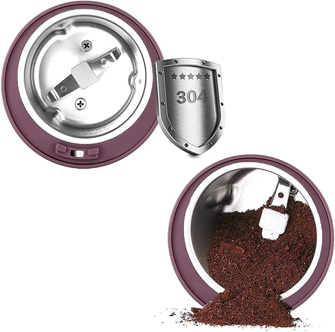 Electric stainless steel nut and grain grinder, portable coffee bean, flavoring, and spice powder grinder - Image 6
